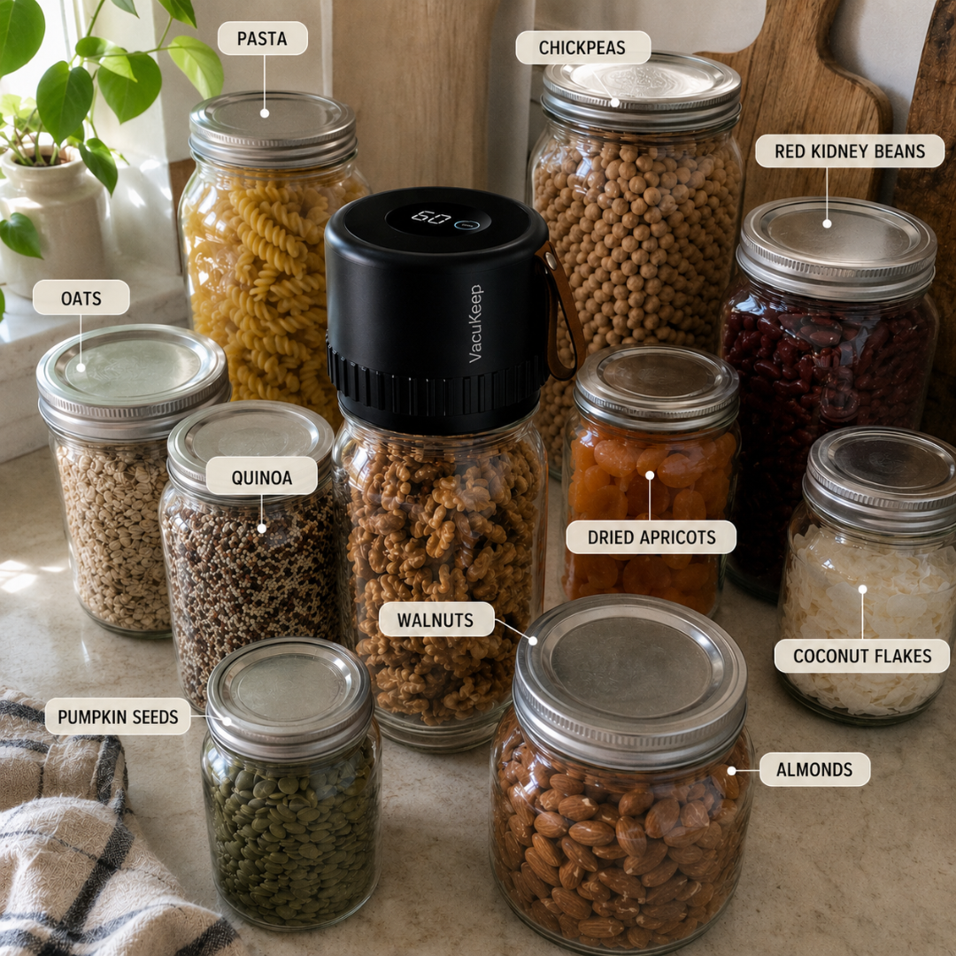 Velna Vacuum Food Preserver — sealing a mason jar