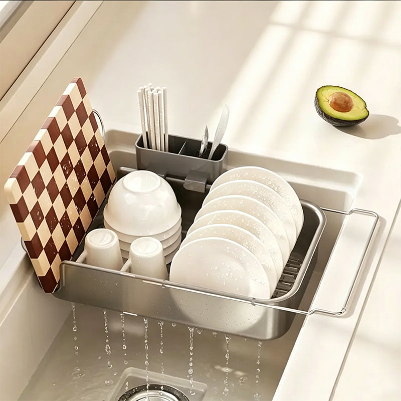 Velna Over-Sink Dish Drying Rack — in a real kitchen