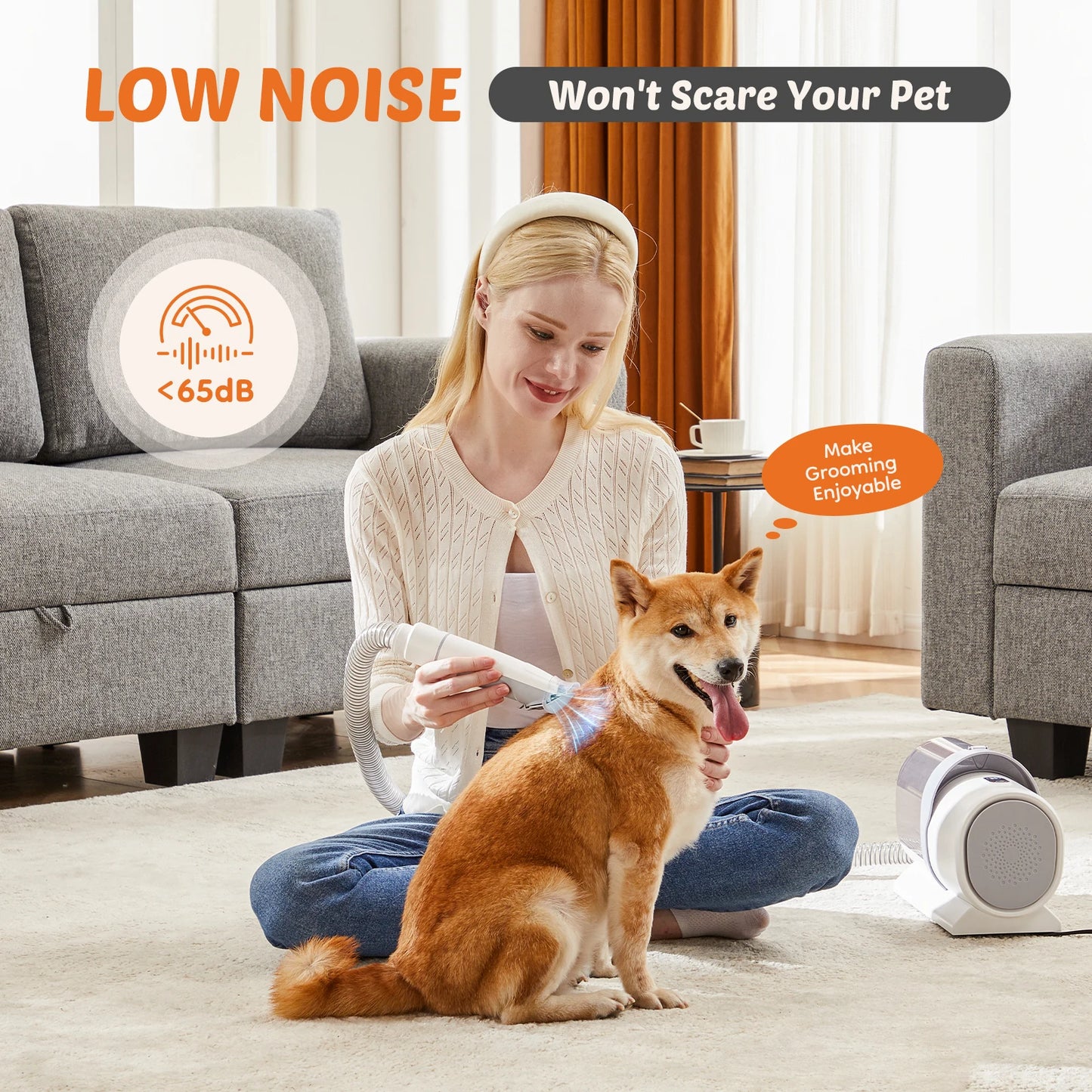 Velna Pet Grooming Vacuum Kit five clip-on grooming tools