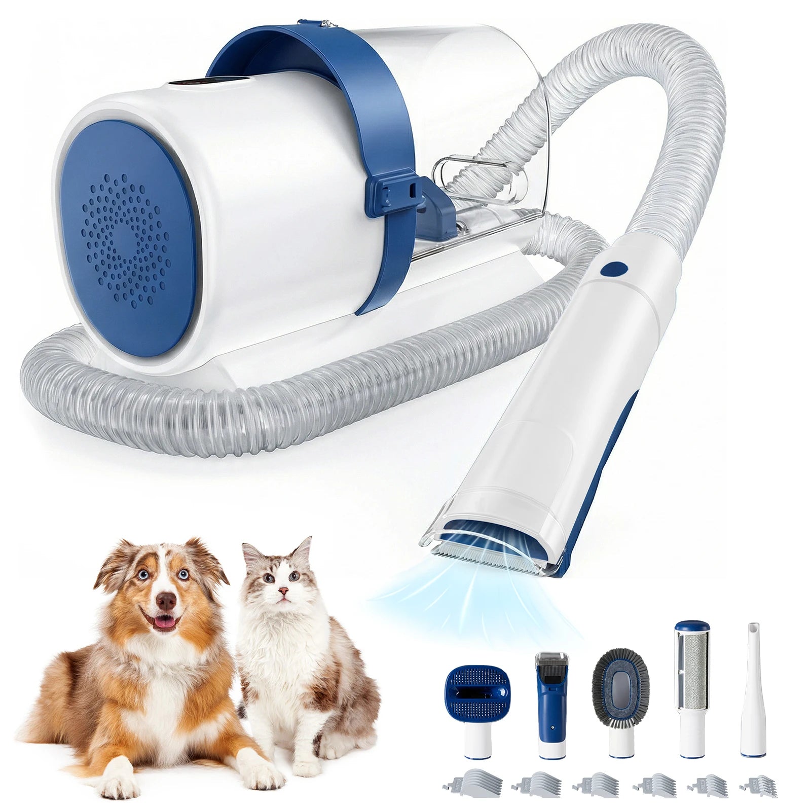 Velna Pet Grooming Vacuum Kit full contents laid out