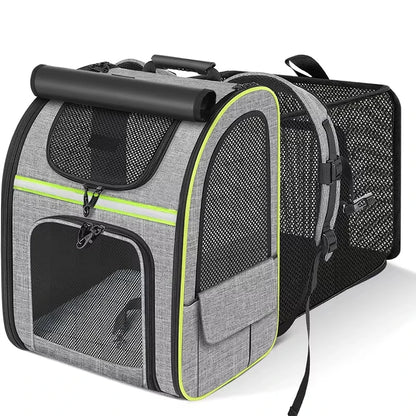 Velna Pet Backpack Carrier with transparent bubble window, side view