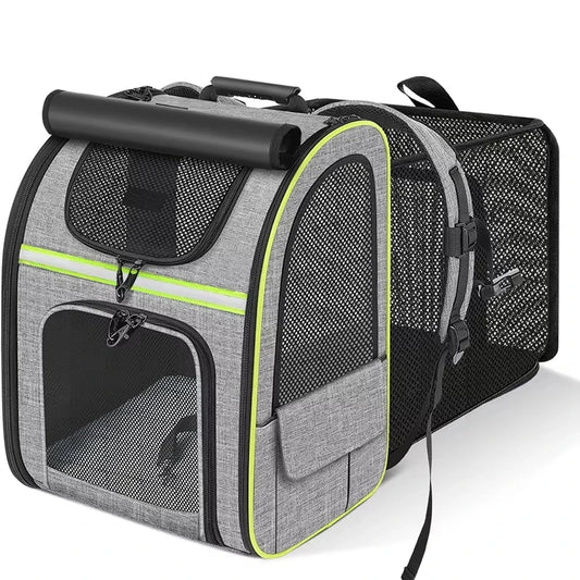 Velna Pet Backpack Carrier with transparent bubble window, side view
