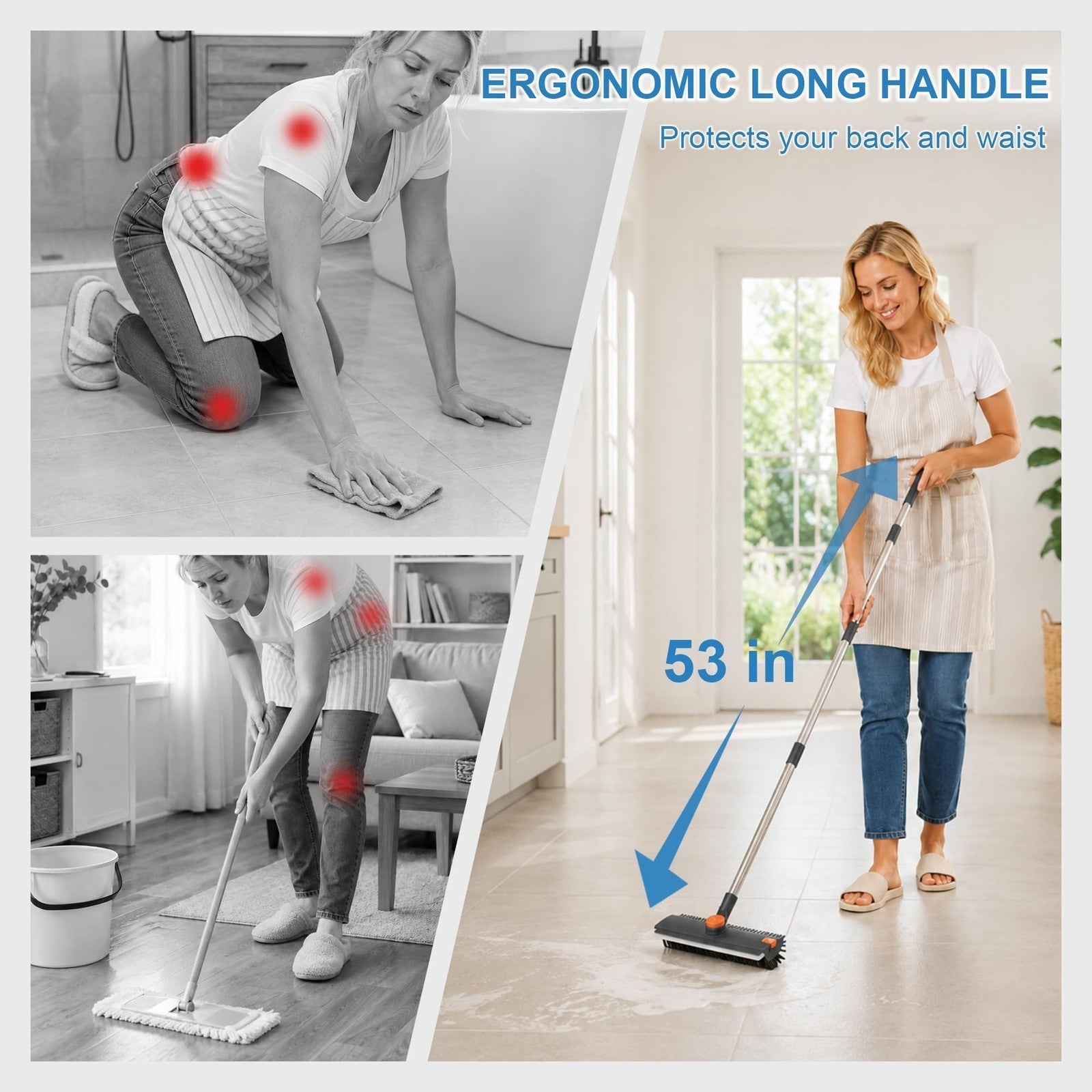 Velna 3-in-1 Floor Scrub Brush — cleaning the bathtub